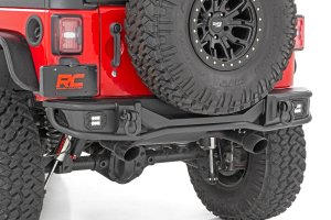 Jeep Wrangler Rear Bumper - Rough Country - Tubular - Textured Black - '07-'10